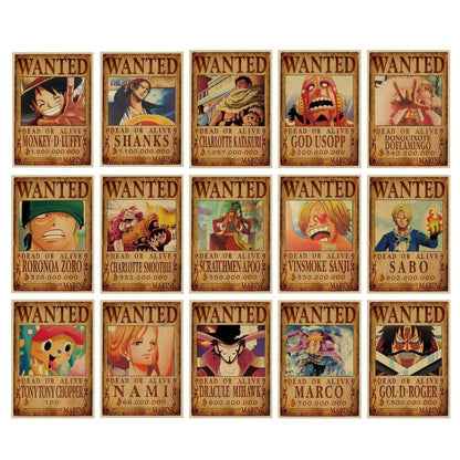 One Piece Wanted Posters Set of 20 (Kraft Paper) by HitMyNeed