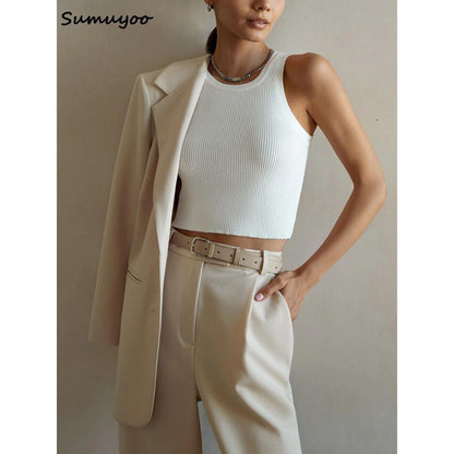 One Size Ribbed Sleeveless Tank Top for Women white by HitMyNeed
