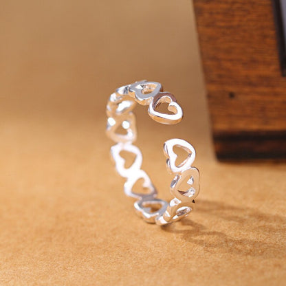 Open Type Resizable Hollow Heart Brass Ring by HitMyNeed