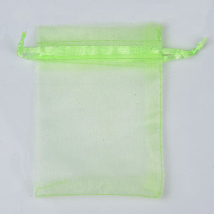 Organza Gift Drawstring Bags 50-Pack, 4 Sizes 11-light-green 9x12cm by HitMyNeed