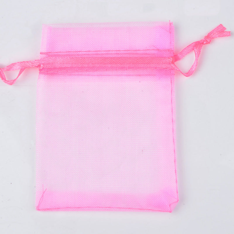 Organza Gift Drawstring Bags 50-Pack, 4 Sizes 15-dark-pink 9x12cm by HitMyNeed