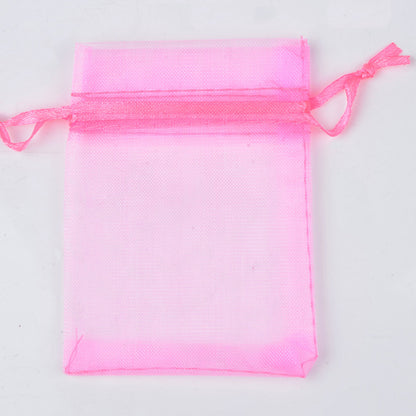 Organza Gift Drawstring Bags 50-Pack, 4 Sizes 15-dark-pink 9x12cm by HitMyNeed