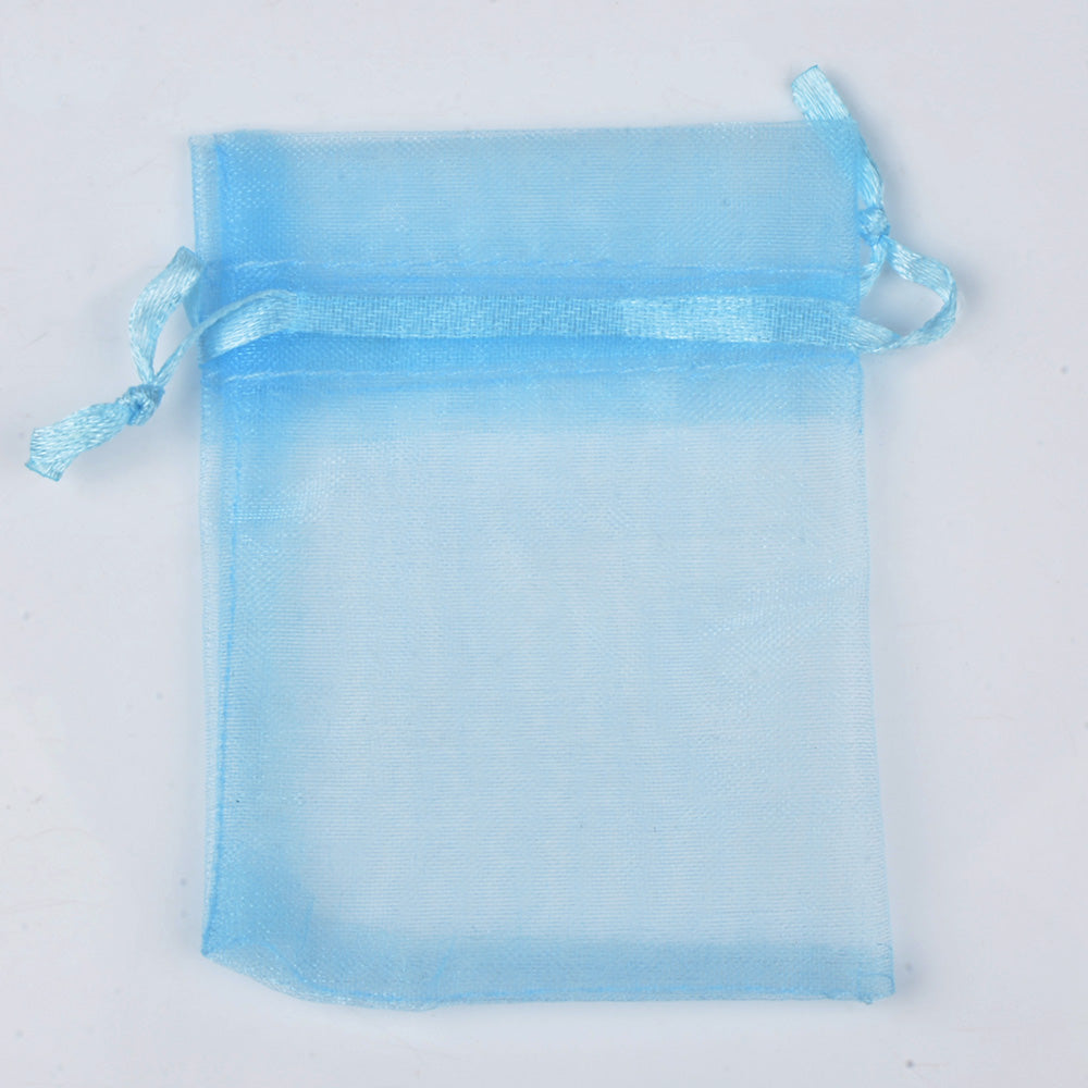 Organza Gift Drawstring Bags 50-Pack, 4 Sizes 21-light-blue 9x12cm by HitMyNeed