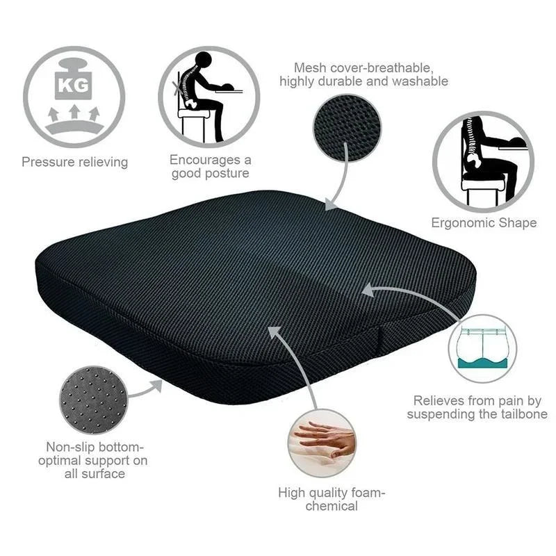 Orthopedic Memory Foam Seat Cushion for Chairs & Car by HitMyNeed