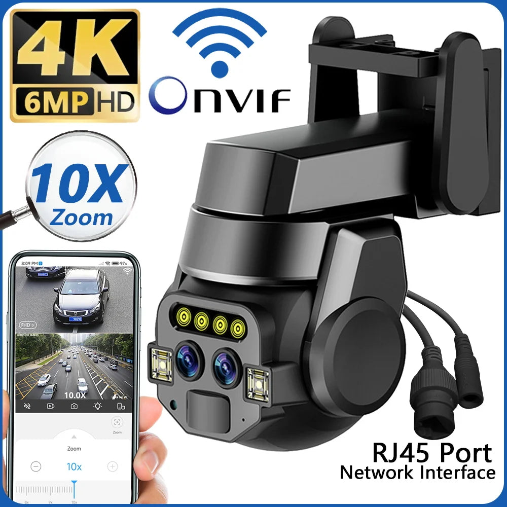 Outdoor 6MP WiFi Dual‑Lens PTZ Camera with 10x Zoom by HitMyNeed