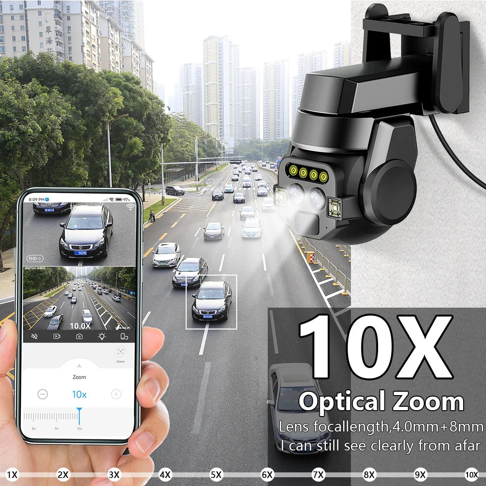 Outdoor 6MP WiFi Dual‑Lens PTZ Camera with 10x Zoom by HitMyNeed