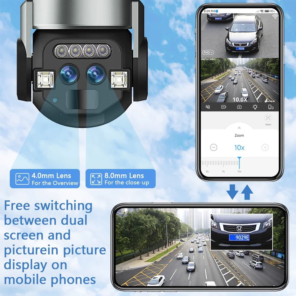Outdoor 6MP WiFi Dual‑Lens PTZ Camera with 10x Zoom by HitMyNeed