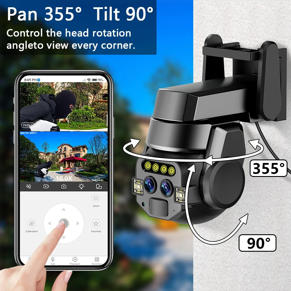 Outdoor 6MP WiFi Dual‑Lens PTZ Camera with 10x Zoom by HitMyNeed