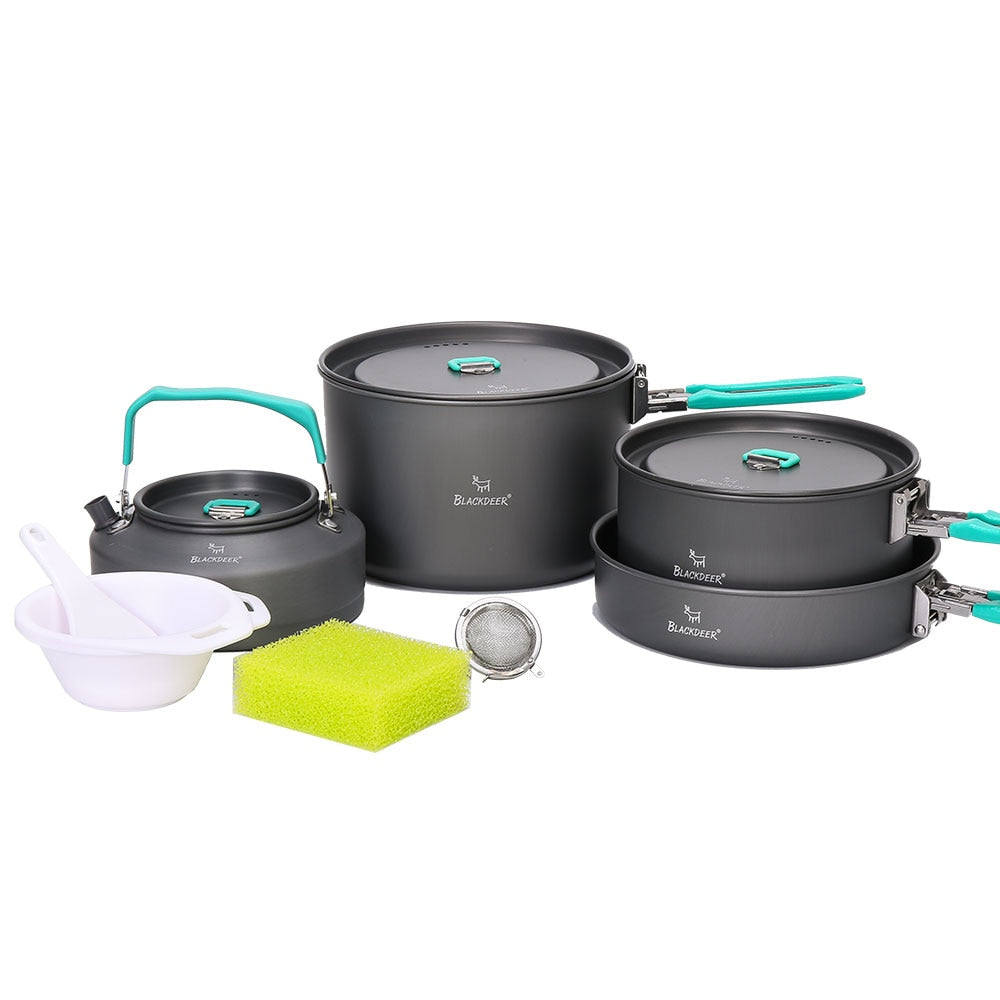Outdoor Backpacking Cook Set with Pots, Pan & Kettle by HitMyNeed