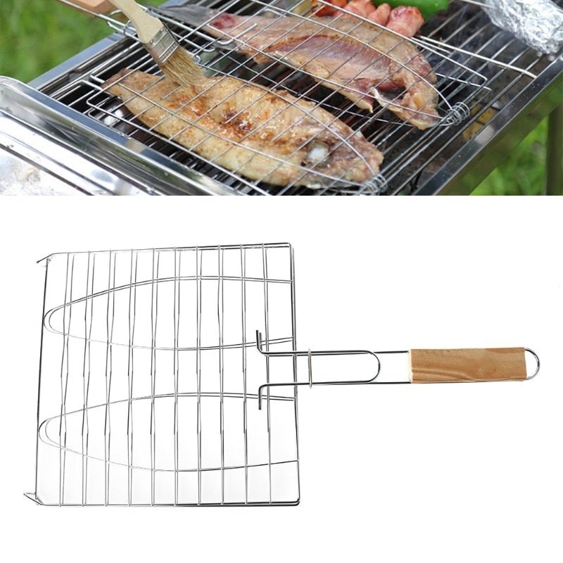 Outdoor BBQ Grill Basket with Wooden Handle by HitMyNeed