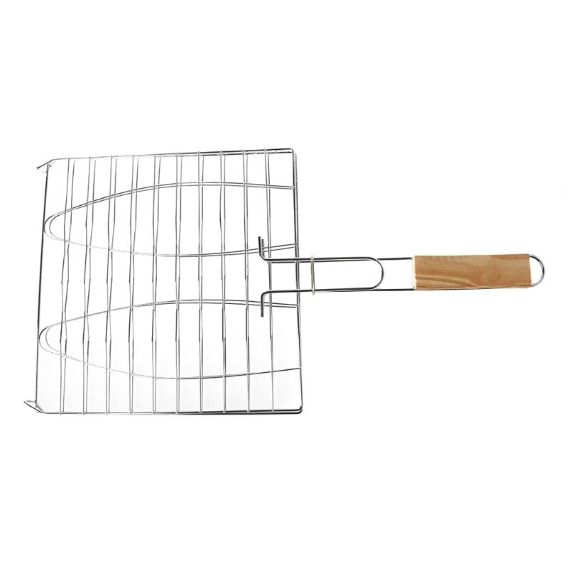 Outdoor BBQ Grill Basket with Wooden Handle by HitMyNeed