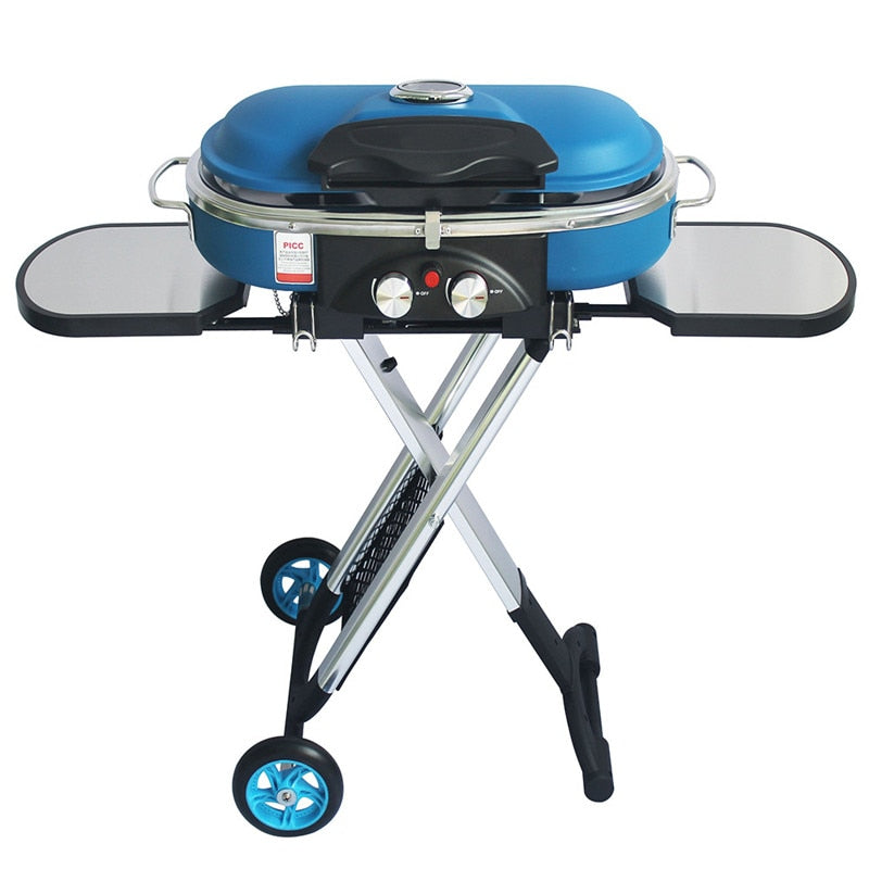 Outdoor BBQ Trolley Gas Grill with Folding Cart by HitMyNeed