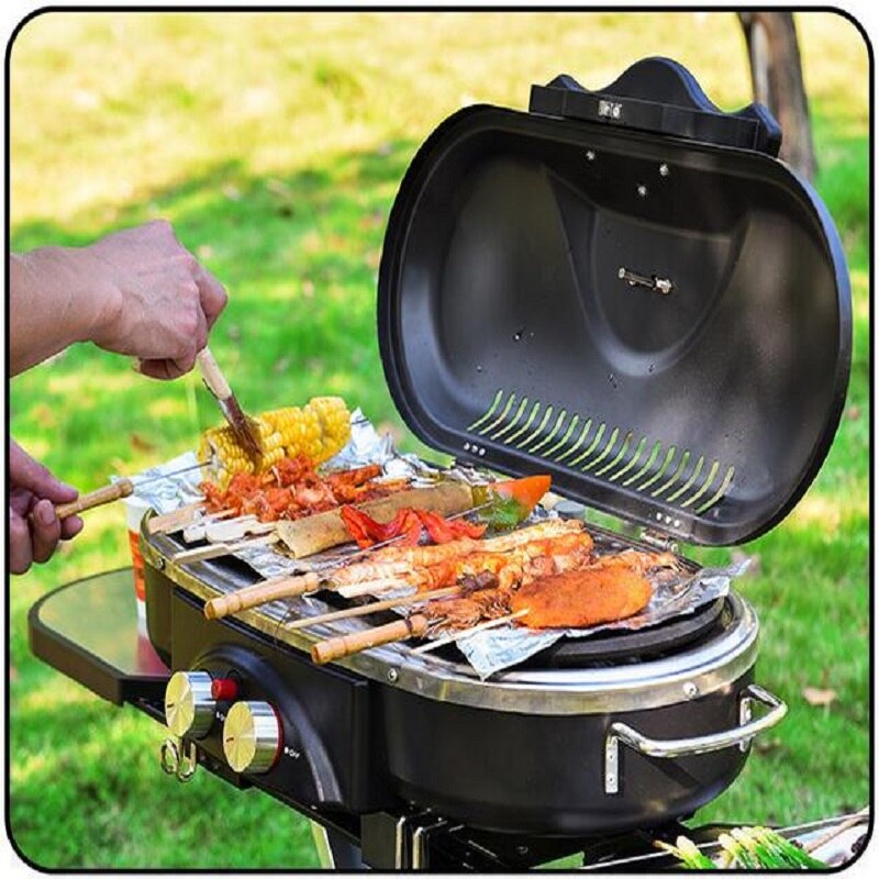 Outdoor BBQ Trolley Gas Grill with Folding Cart by HitMyNeed