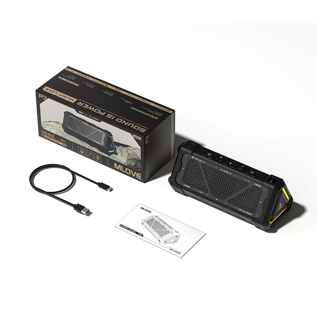 Outdoor Bluetooth Speaker 40W IPX7 with RGB Lights black by HitMyNeed