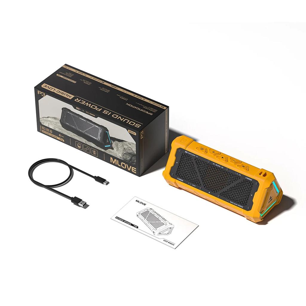 Outdoor Bluetooth Speaker 40W IPX7 with RGB Lights yellow by HitMyNeed