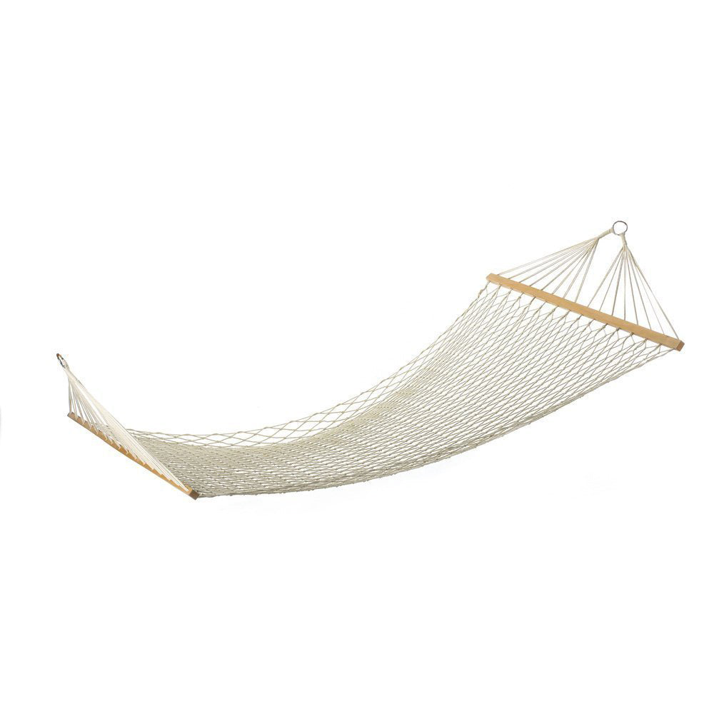 Outdoor Cotton Rope Hammock with Wooden Spreaders by HitMyNeed