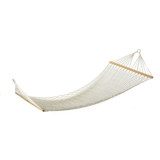 Outdoor Cotton Rope Hammock with Wooden Spreaders by HitMyNeed