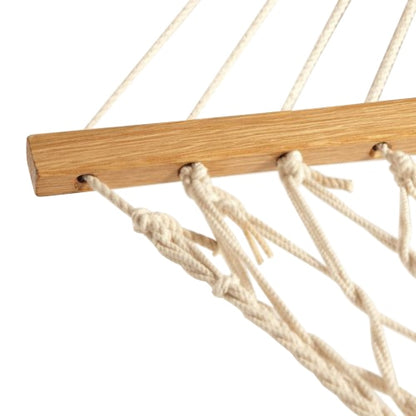 Outdoor Cotton Rope Hammock with Wooden Spreaders by HitMyNeed