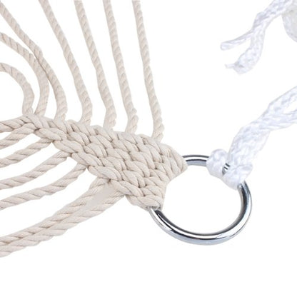 Outdoor Cotton Rope Hammock with Wooden Spreaders by HitMyNeed