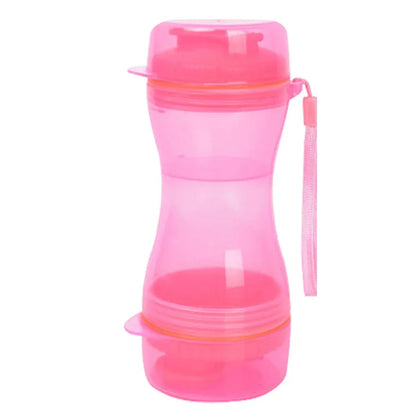Outdoor Dog Water & Food Bottle 610ml Portable PP pink by HitMyNeed