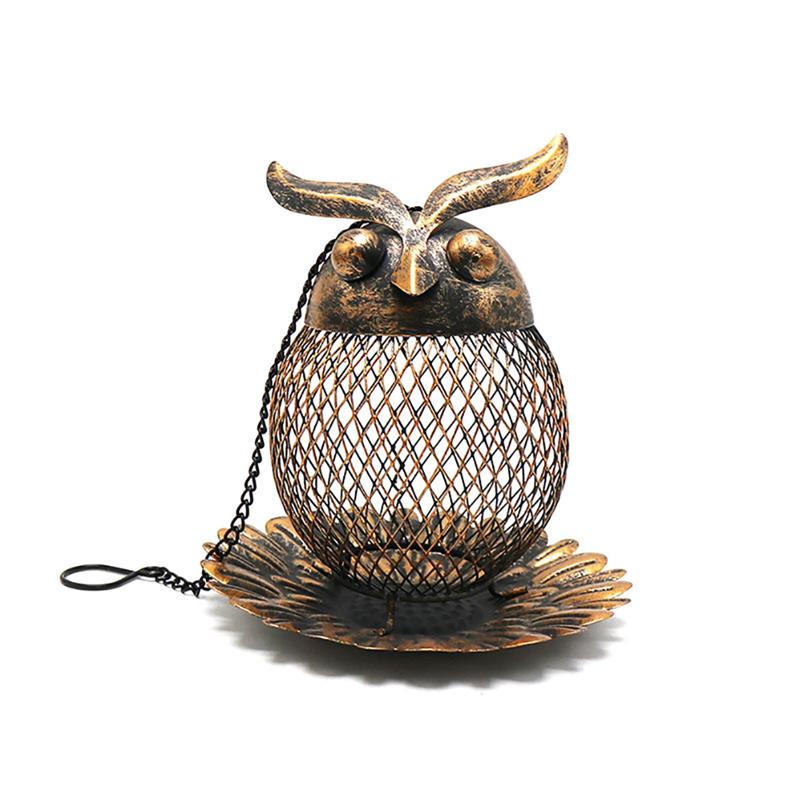 Outdoor Metal Owl Bird Feeder with Hanging Chain by HitMyNeed