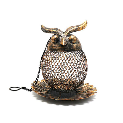 Outdoor Metal Owl Bird Feeder with Hanging Chain by HitMyNeed