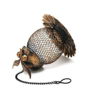 Outdoor Metal Owl Bird Feeder with Hanging Chain by HitMyNeed
