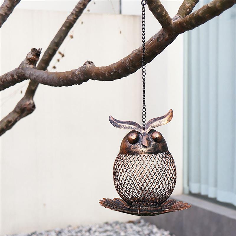 Outdoor Metal Owl Bird Feeder with Hanging Chain by HitMyNeed