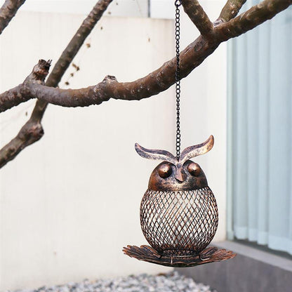 Outdoor Metal Owl Bird Feeder with Hanging Chain by HitMyNeed