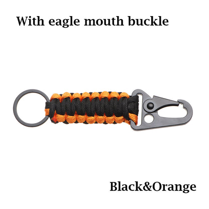 Outdoor Paracord Keychain Carabiner with Bottle Opener black-and-orange by HitMyNeed