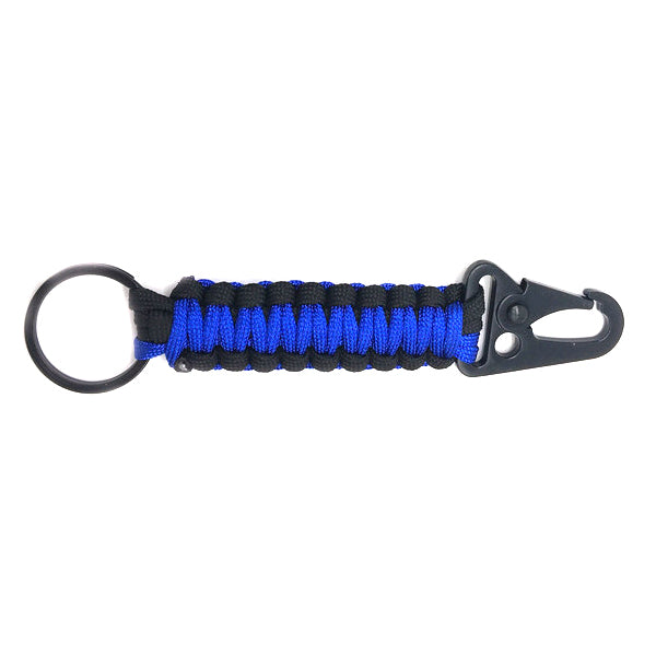 Outdoor Paracord Keychain Carabiner with Bottle Opener blue-and-black by HitMyNeed