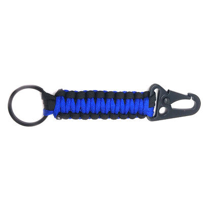 Outdoor Paracord Keychain Carabiner with Bottle Opener blue-and-black by HitMyNeed