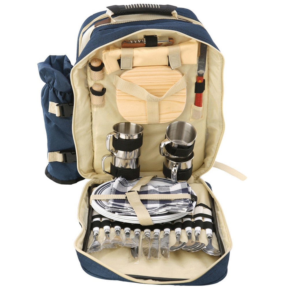 Outdoor Picnic Bag Set for 4 People with Tableware by HitMyNeed