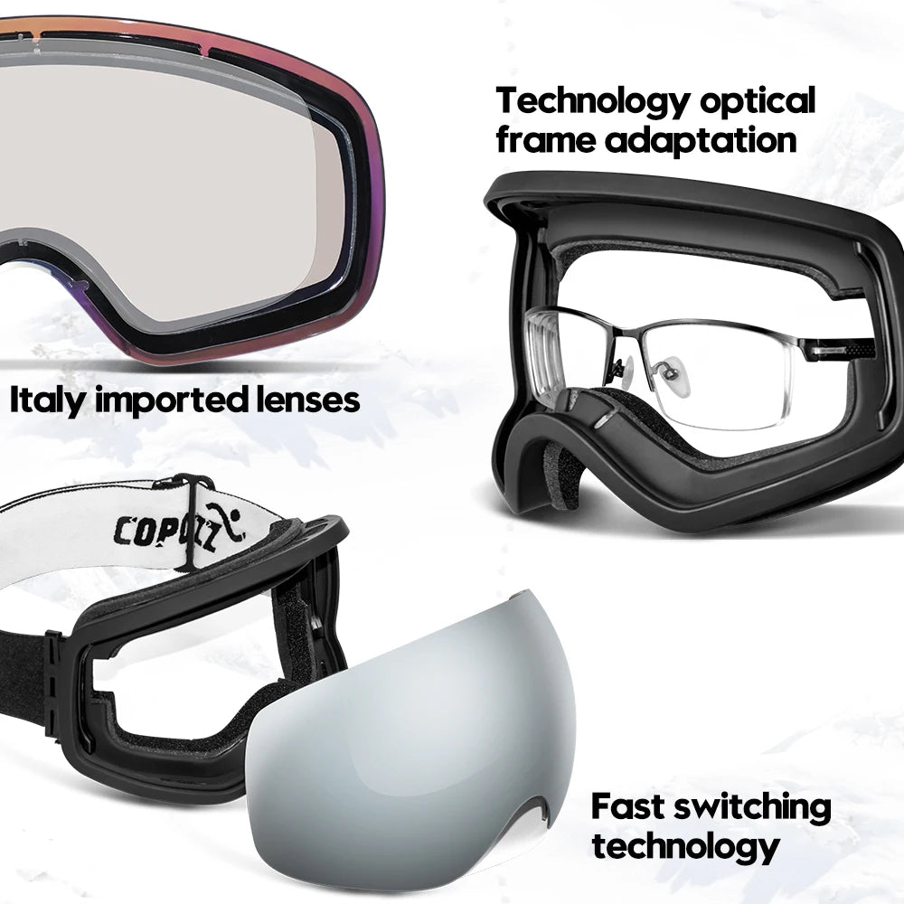 Outdoor Ski Goggles UV400 Anti-Fog OTG Wide View by HitMyNeed