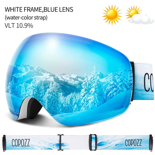 Outdoor Ski Goggles UV400 Anti-Fog OTG Wide View light-blue by HitMyNeed