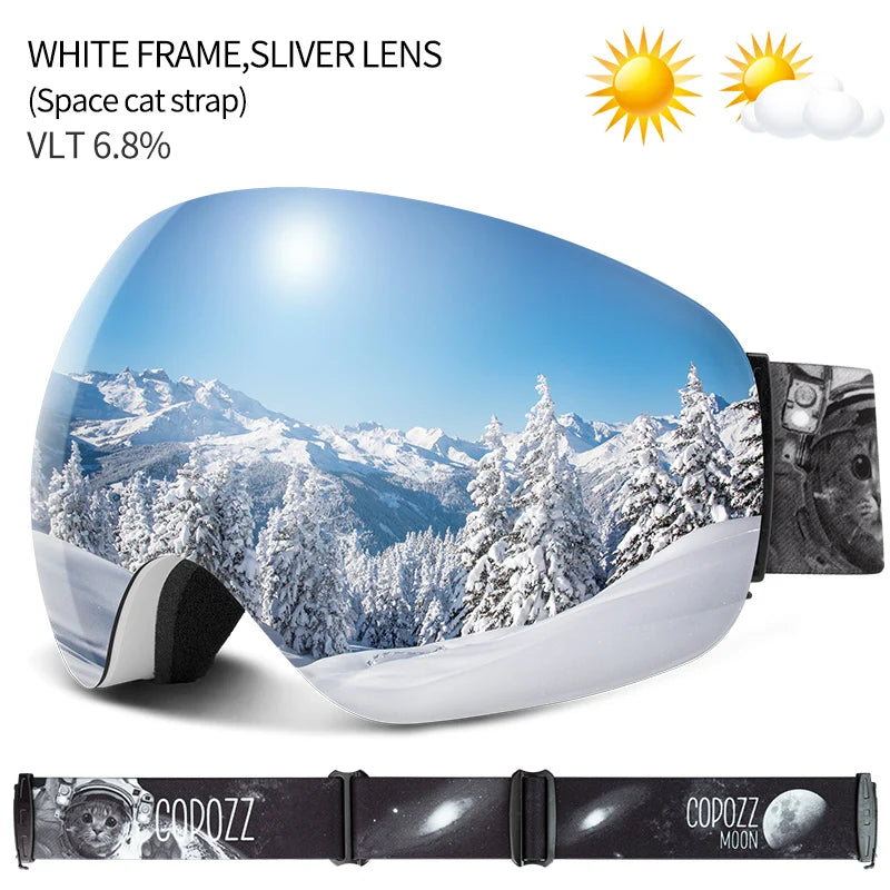 Outdoor Ski Goggles UV400 Anti-Fog OTG Wide View space-cat-strap by HitMyNeed