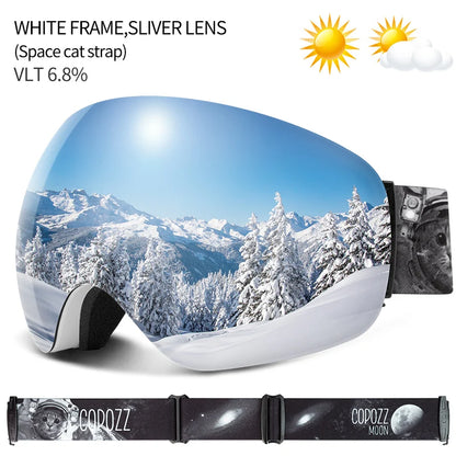 Outdoor Ski Goggles UV400 Anti-Fog OTG Wide View space-cat-strap by HitMyNeed