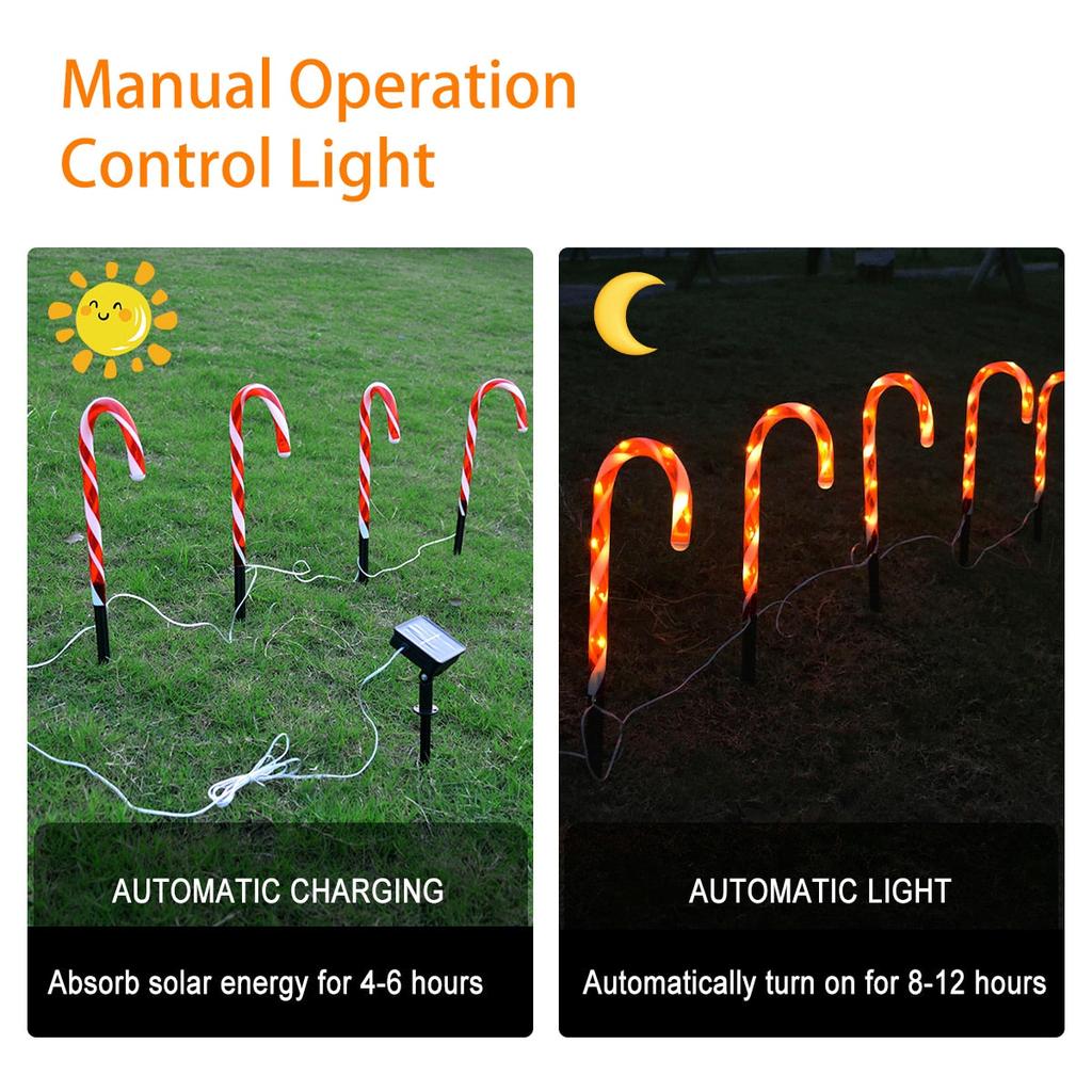 Outdoor Solar Candy Cane Pathway Lights (Set of 5) by HitMyNeed