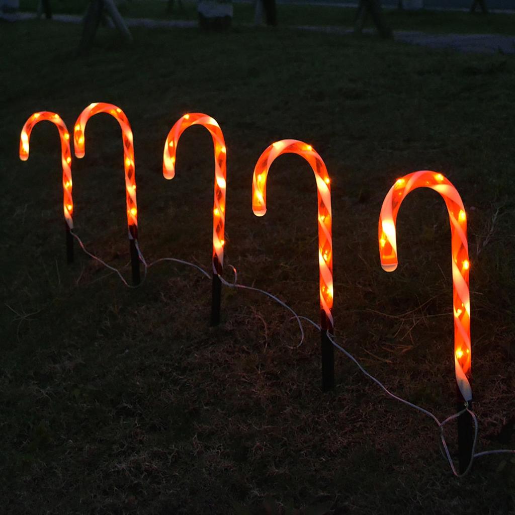 Outdoor Solar Candy Cane Pathway Lights (Set of 5) by HitMyNeed