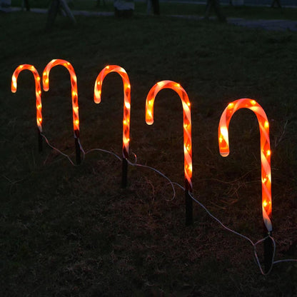 Outdoor Solar Candy Cane Pathway Lights (Set of 5) by HitMyNeed