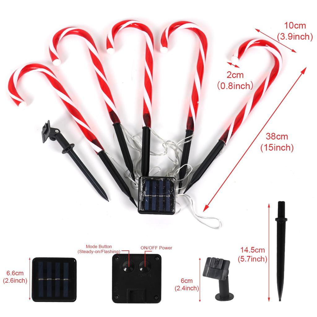 Outdoor Solar Candy Cane Pathway Lights (Set of 5) by HitMyNeed