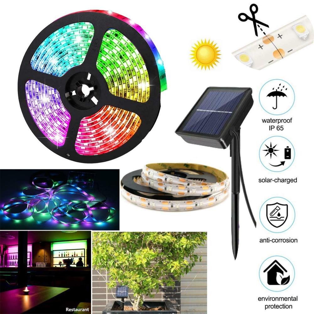 Outdoor Solar RGB LED Light Strip 5m IP65 by HitMyNeed
