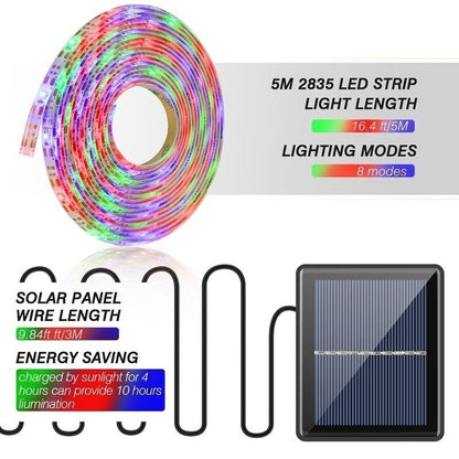 Outdoor Solar RGB LED Light Strip 5m IP65 by HitMyNeed