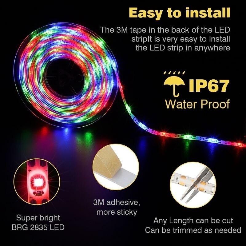 Outdoor Solar RGB LED Light Strip 5m IP65 by HitMyNeed