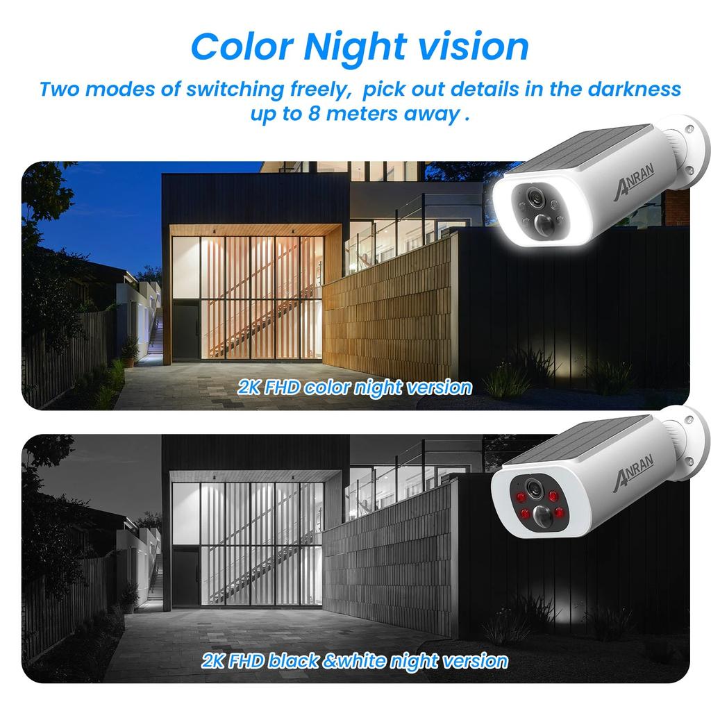 Outdoor Solar Security Camera 3MP 2K, WiFi, Color Night Vision by HitMyNeed