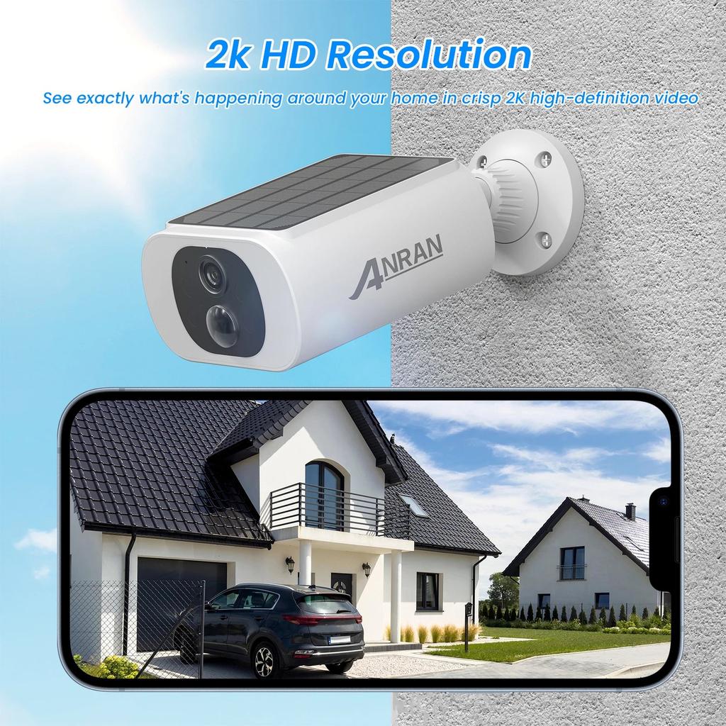 Outdoor Solar Security Camera 3MP 2K, WiFi, Color Night Vision by HitMyNeed