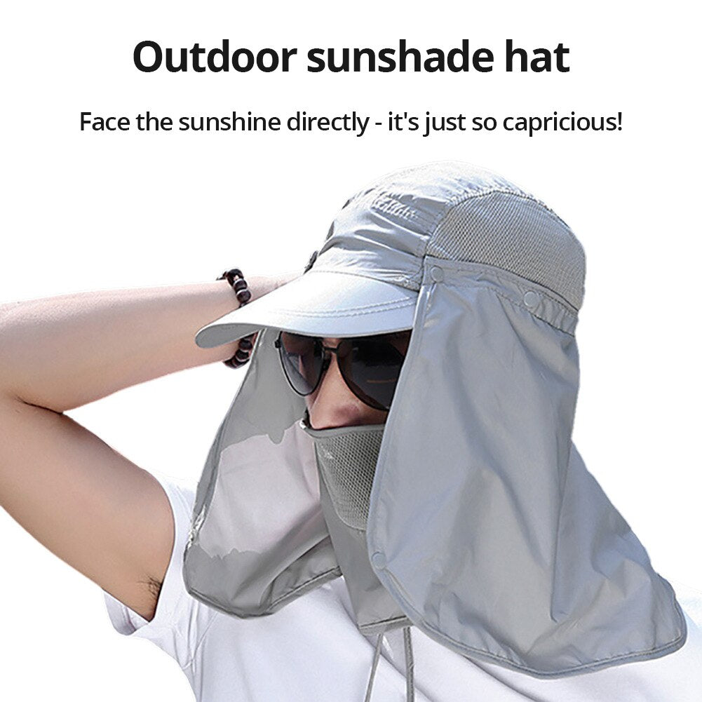 Outdoor Sun Visor Hat with UV Face & Neck Cover by HitMyNeed