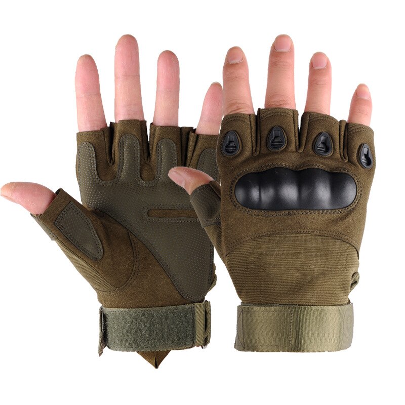 Outdoor Tactical Fingerless Hard Knuckle Gloves by HitMyNeed