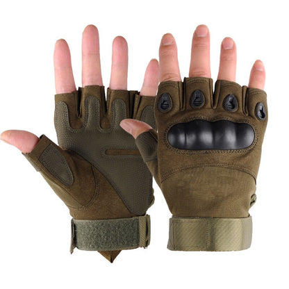 Outdoor Tactical Fingerless Hard Knuckle Gloves by HitMyNeed
