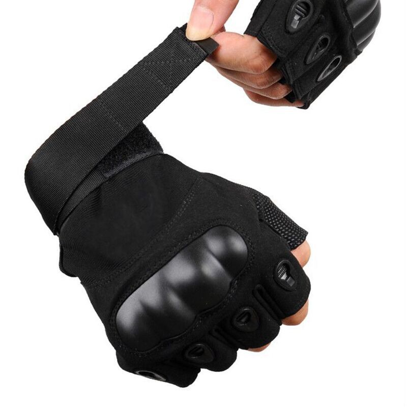 Outdoor Tactical Fingerless Hard Knuckle Gloves by HitMyNeed
